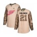 Men Adidas Detroit Red Wings #21 Dennis Cholowski Authentic Camo Veterans Day Practice NHL Jersey