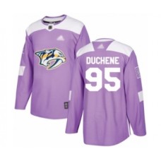 Men Nashville Predators #95 Matt Duchene Authentic Purple Fights Cancer Practice Hockey Stitched Jersey