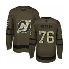 Men New Stitched Jersey Devils #76 P. K. Subban Authentic Green Salute to Service Hockey Stitched Jersey