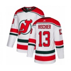 Men Adidas New Jersey Devils #13 Nico Hischier Authentic White Alternate NHL Jersey