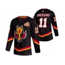 Men Calgary Flames #11 Mikael Backlund Black 2020-21 Reverse Retro Alternate Hockey Stitched Jersey