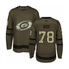 Men Carolina Hurricanes #78 Dominik Bokk Authentic Green Salute to Service Hockey Stitched Jersey