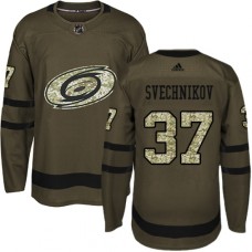 Men Adidas Carolina Hurricanes #37 Andrei Svechnikov Premier Green Salute to Service NHL Jersey