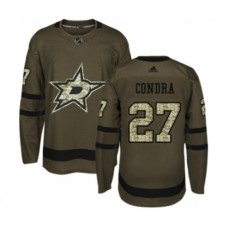 Men Adidas Dallas Stars #27 Erik Condra Authentic Green Salute to Service NHL Jersey