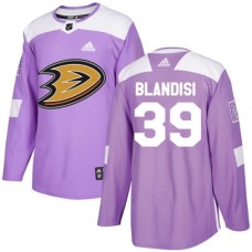 Men Adidas Anaheim Ducks #39 Joseph Blandisi Authentic Purple Fights Cancer Practice NHL Jersey