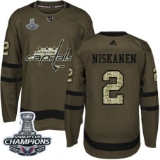 Men Adidas Washington Capitals #2 Matt Niskanen Authentic Green Salute to Service 2018 Stanley Cup Final Champions NHL Jersey