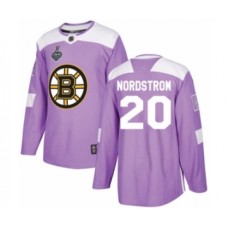 Men Boston Bruins #20 Joakim Nordstrom Authentic Purple Fights Cancer Practice 2019 Stanley Cup Final Bound Hockey Jersey