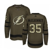 Men Tampa Bay Lightning #35 Curtis McElhinney Authentic Green Salute to Service Hockey Stitched Jersey