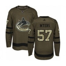 Men Vancouver Canucks #57 Tyler Myers Authentic Green Salute to Service Hockey Stitched Jersey