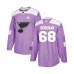 Men St. Louis Blues #68 Andreas Borgman Authentic Purple Fights Cancer Practice Hockey Stitched Jersey