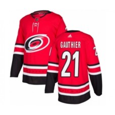 Men Adidas Carolina Hurricanes #21 Julien Gauthier Premier Red Home NHL Jersey