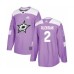 Men Dallas Stars #2 Jamie Oleksiak Authentic Purple Fights Cancer Practice Hockey Stitched Jersey