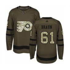 Men Philadelphia Flyers #61 Justin Braun Authentic Green Salute to Service Hockey Stitched Jersey