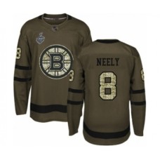 Men Boston Bruins #8 Cam Neely Authentic Green Salute to Service 2019 Stanley Cup Final Bound Hockey Jersey