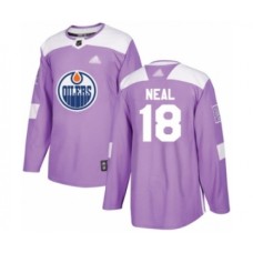 Men Edmonton Oilers #18 James Neal Authentic Purple Fights Cancer Practice Hockey Stitched Jersey