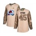 Men Colorado Avalanche #45 Bowen Byram Authentic Camo Veterans Day Practice Hockey Stitched Jersey