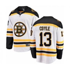 Men Boston Bruins #13 Charlie Coyle Authentic White Away Fanatics Branded Breakaway Hockey Jersey