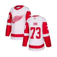 Men Detroit Red Wings #73 Adam Erne Authentic White Away Hockey Stitched Jersey