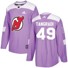 Men Adidas New Jersey Devils #49 Eric Tangradi Authentic Purple Fights Cancer Practice NHL Jersey