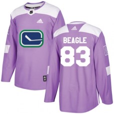 Men Adidas Vancouver Canucks #83 Jay Beagle Authentic Purple Fights Cancer Practice NHL Jersey