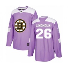 Men Boston Bruins #26 Par Lindholm Authentic Purple Fights Cancer Practice Hockey Stitched Jersey