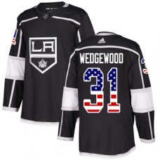 Men Adidas Los Angeles Kings #31 Scott Wedgewood Authentic Black USA Flag Fashion NHL Jersey