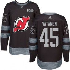 Men Adidas New Jersey Devils #45 Sami Vatanen Authentic Black 1917-2017 100th Anniversary NHL Jersey