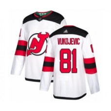 Men New Stitched Jersey Devils #81 Michael Vukojevic Authentic White Away Hockey Stitched Jersey