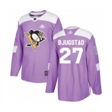 Men Pittsburgh Penguins #27 Nick Bjugstad Authentic Purple Fights Cancer Practice Hockey Stitched Jersey