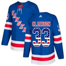 Men Adidas New York Rangers #33 Fredrik Claesson Authentic Royal Blue USA Flag Fashion NHL Jersey