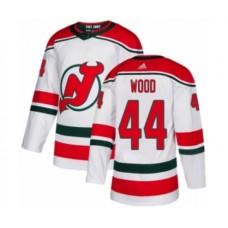 Men Adidas New Jersey Devils #44 Miles Wood Authentic White Alternate NHL Jersey