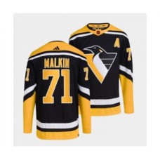 Men Pittsburgh Penguins #71 Evgeni Malkin Black 2022-23 Reverse Retro Stitched Jersey