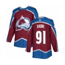 Men Colorado Avalanche #91 Nazem Kadri Authentic Burgundy Red Home Hockey Stitched Jersey