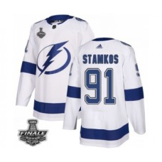 Men Adidas Lightning #91 Steven Stamkos White Home Authentic 2021 Stanley Cup Stitched Jersey