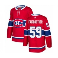 Men Montreal Canadiens #59 Gianni Fairbrother Authentic Red Home Hockey Stitched Jersey