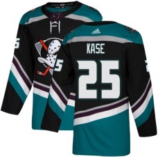 Men Adidas Anaheim Ducks #25 Ondrej Kase Authentic Black Teal Third NHL Jersey