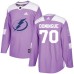 Men Adidas Tampa Bay Lightning #70 Louis Domingue Authentic Purple Fights Cancer Practice NHL Jersey