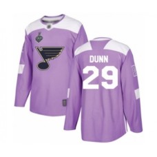 Men St. Louis Blues #29 Vince Dunn Authentic Purple Fights Cancer Practice 2019 Stanley Cup Final Bound Hockey Jersey