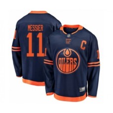 Men Edmonton Oilers #11 Mark Messier Authentic Navy Blue Alternate Fanatics Branded Breakaway Hockey Stitched Jersey