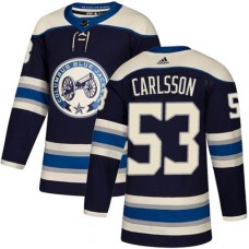 Men Adidas Columbus Blue Jackets #53 Gabriel Carlsson Authentic Navy Blue Alternate NHL Jersey