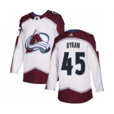 Men Colorado Avalanche #45 Bowen Byram Authentic White Away Hockey Stitched Jersey