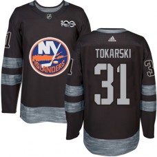 Men Adidas New York Islanders #31 Dustin Tokarski Authentic Black 1917-2017 100th Anniversary NHL Jersey