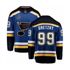 Men St. Louis Blues #99 Wayne Gretzky Fanatics Branded Royal Blue Home Breakaway 2019 Stanley Cup Final Bound Hockey Jersey