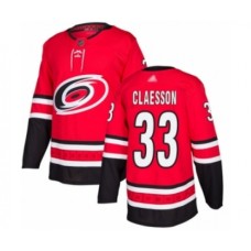 Men Carolina Hurricanes #33 Fredrik Claesson Authentic Red Home Hockey Stitched Jersey