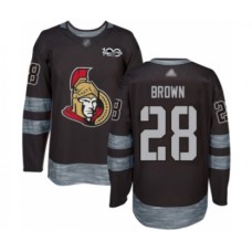 Men Ottawa Senators #28 Connor Brown Authentic Black 1917-2017 100th Anniversary Hockey Stitched Jersey