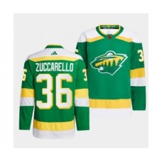 Men Minnesota Wild #36 Mats Zuccarello Green 2022-23 Reverse Retro Stitched Jersey