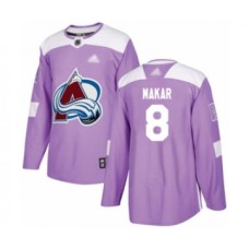 Men Colorado Avalanche #8 Cale Makar Authentic Purple Fights Cancer Practice Hockey Stitched Jersey