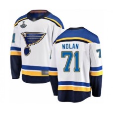 Men St. Louis Blues #71 Jordan Nolan Fanatics Branded White Away Breakaway 2019 Stanley Cup Champions Hockey Jersey