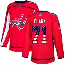 Men Adidas Washington Capitals #71 Kody Clark Authentic Red USA Flag Fashion NHL Jersey