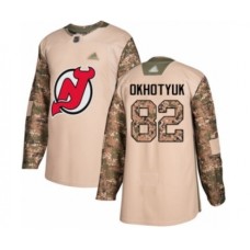 Men New Stitched Jersey Devils #82 Nikita Okhotyuk Authentic Camo Veterans Day Practice Hockey Stitched Jersey